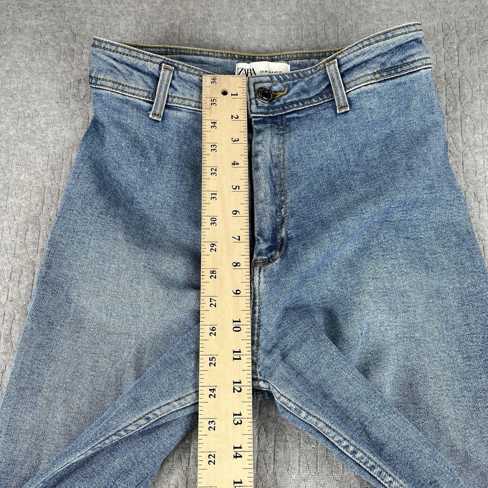 Zara Y2K 90s baggy Wide Leg High-Rise‎ Jeans Women 6/26X30 light wash Raw Hem - Picture 7 of 12